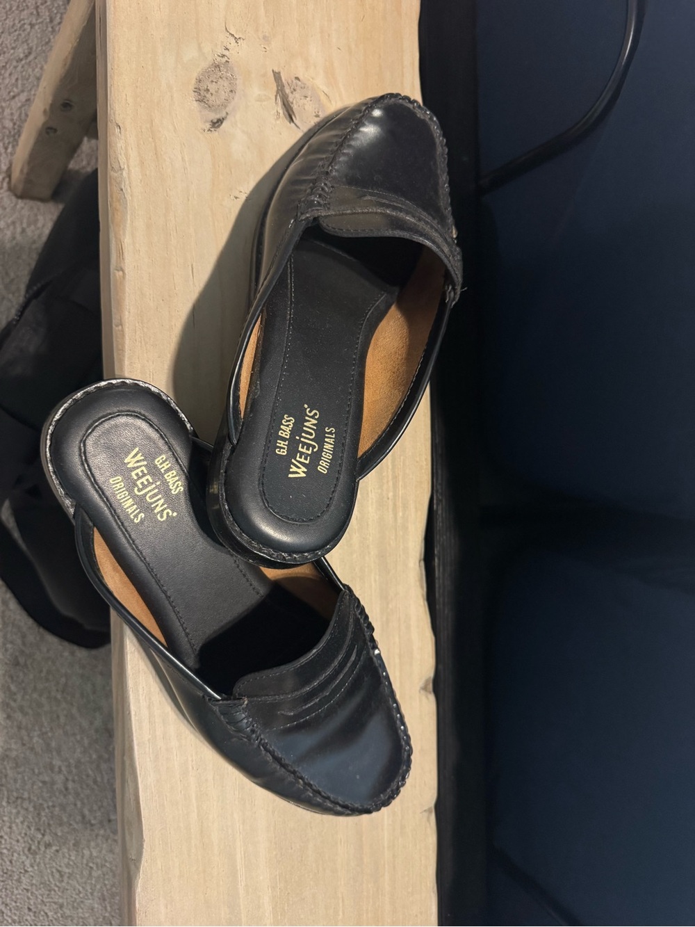 G.H. Bass & Co. Black Leather Slip-On Mules